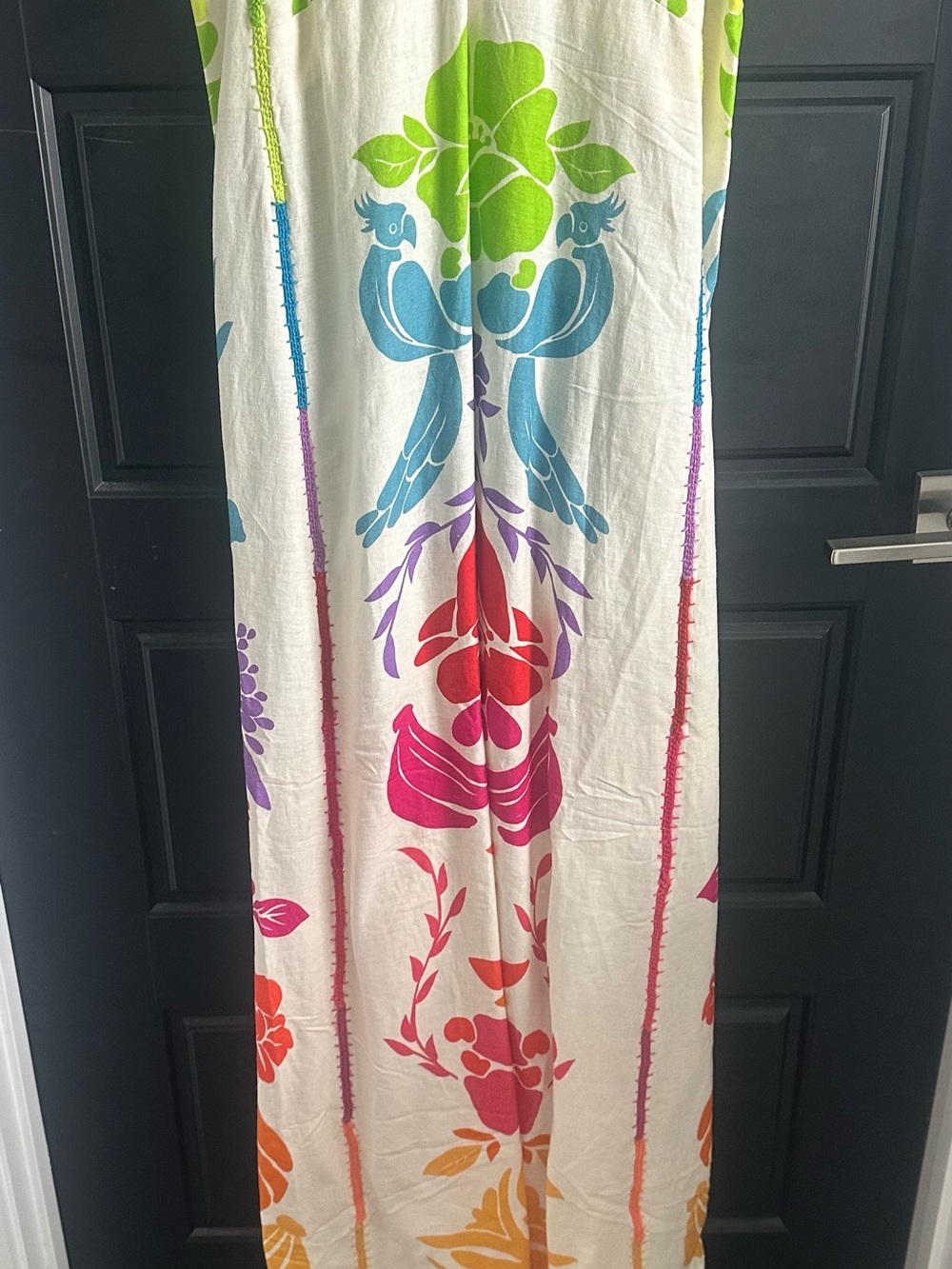 FARM Rio White Maxi Dress with Green Bodice and Multicolor Floral Motifs - Picture 8 of 14